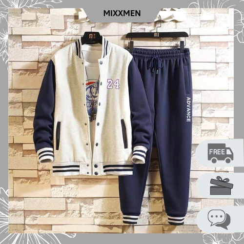 [MẪU MỚI] Bộ Quần Áo Nam Nữ Unisex Áo Khoác Bomber Phối Quần Dài Bo Gấu Thời Trang MixxMen QA NAM 105