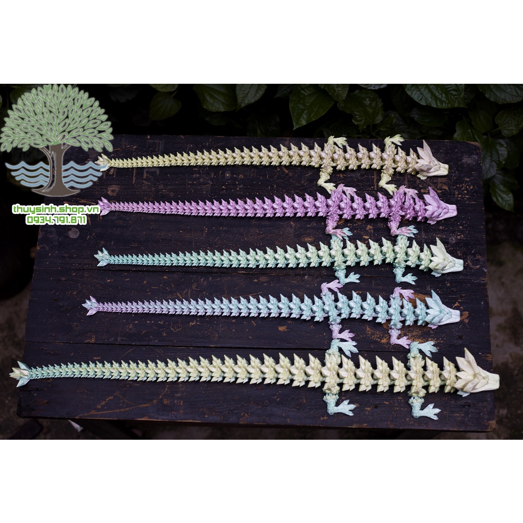 Mô Hình Rồng Crystal_rồng băng cử động khớp 3D 45 cm màu cầu vòng silk rainbow