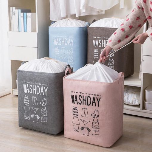 Giỏ đựng quần áo vải bố cỡ lớn, túi đựng chăn màn đa năng washday có thể gấp gọn vintage xinh xắn 88307
