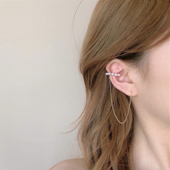 1 Khuyên Tai Dạng Kẹp Không Đau Màu Vàng Đồng Thời Trang Dành Cho Nữ