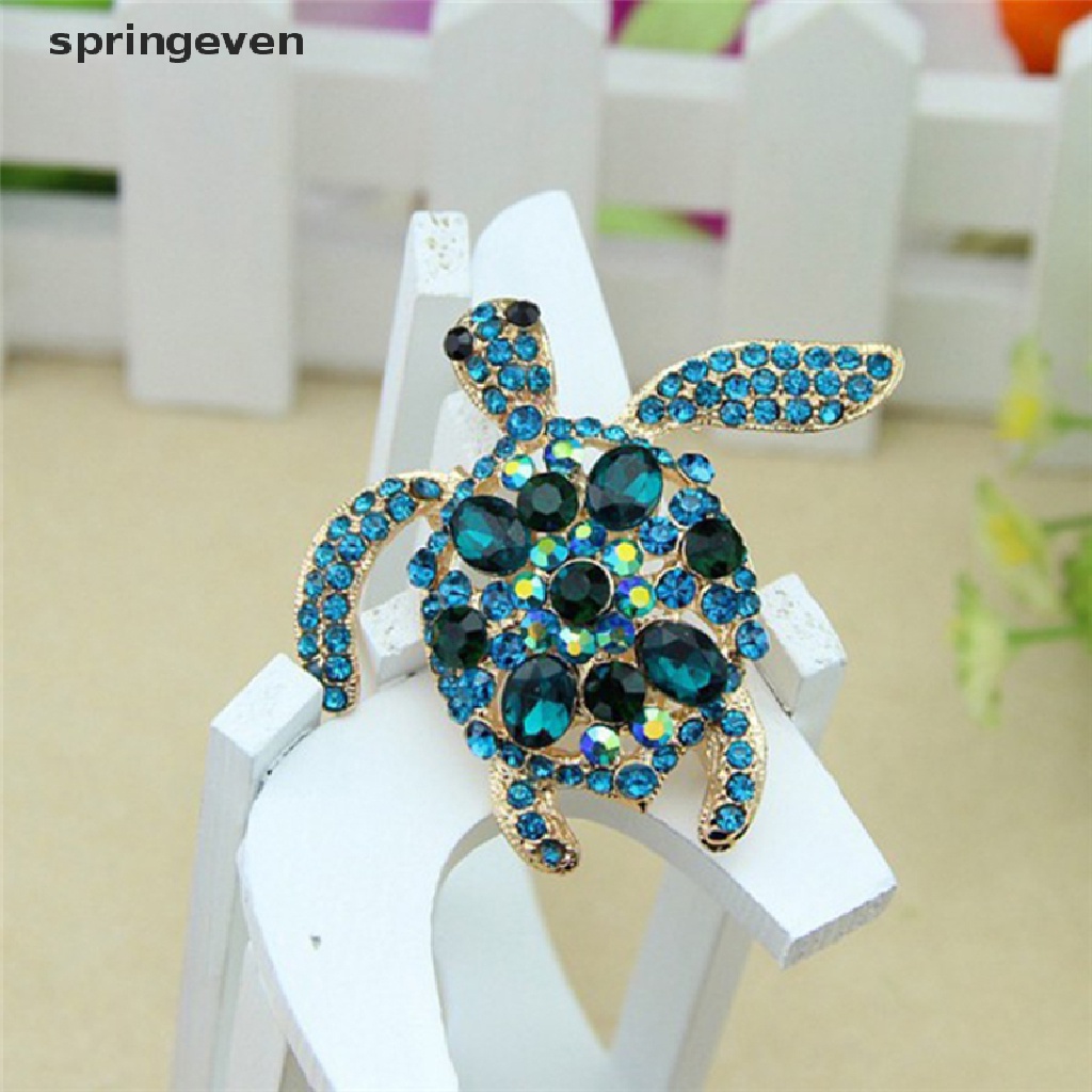 Ghim Cài Áo Hình Chú Rùa Đính Đá Pha Lê Xanh Dương Thời Trang