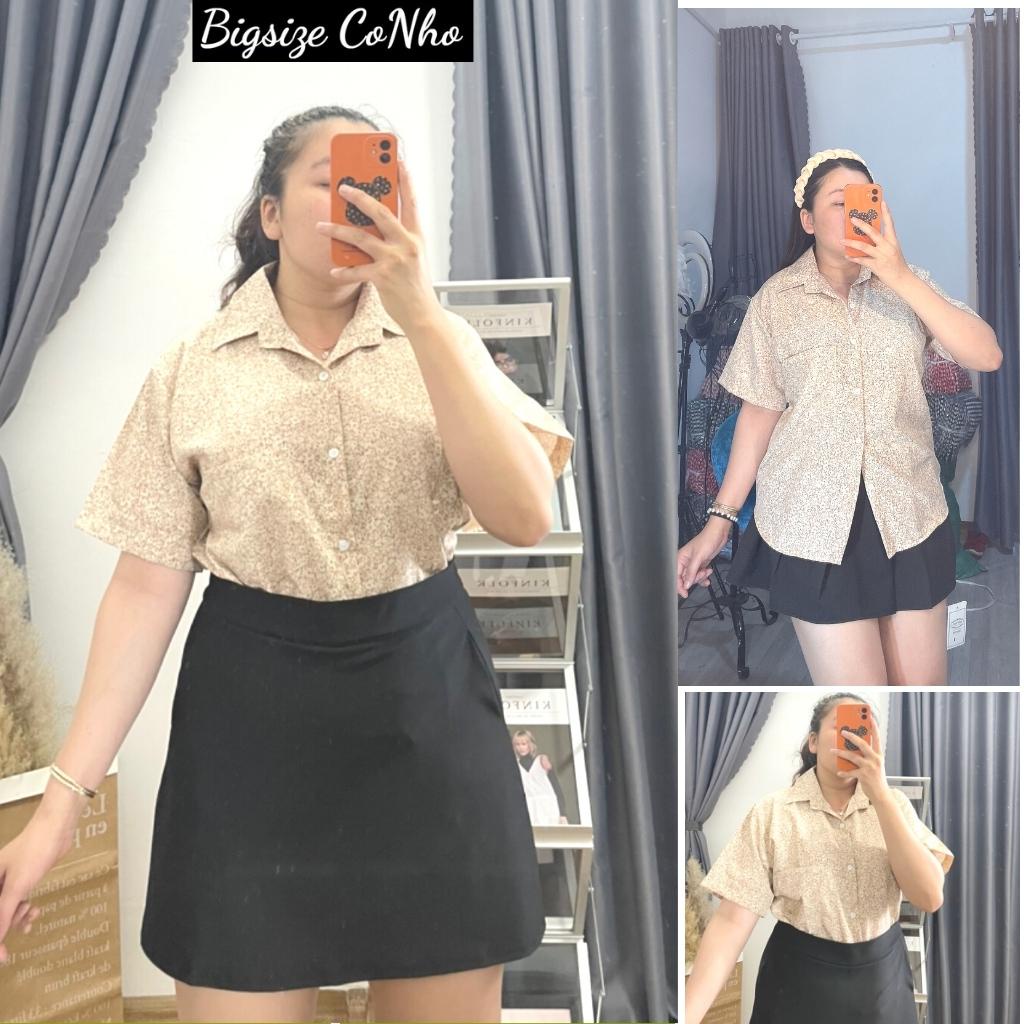 Áo sơ mi bigsize nữ họa tiết hoa nhí, Áo kiểu bigsize nữ ngoại cỡ từ 57-93kg SM HOA NHI