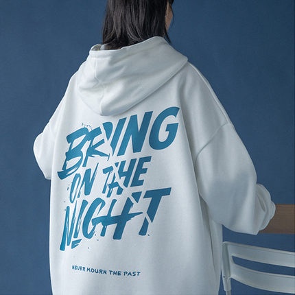 Áo Khoác Hoodie Lót Nhung Tay Dài Dáng Rộng In Chữ Kiểu Mỹ Thời Trang Thu Đông Cho Cặp Đôi Size M-8XL 150K