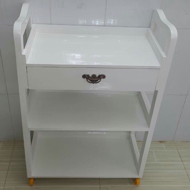 Kệ gỗ, xe đẩy gỗ 3 tầng cho spa