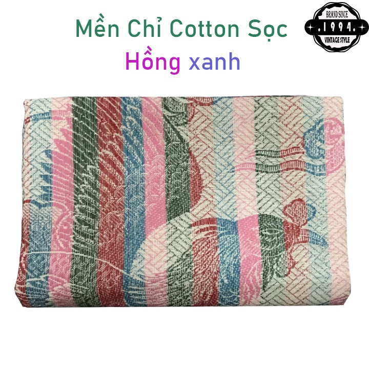 Mền chỉ cotton con rồng sọc hồng xanh 1m5 x 2m , 700g - 800g