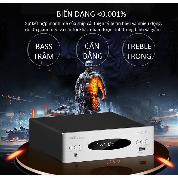 [Mã ELHACE giảm 4% đơn 300K] Bộ DAC Giải Mã Âm Thanh Bluetooth 32BIT/192KHZ TRASAM DAC2 PRO