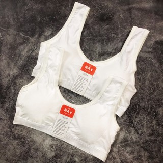 Áo bra nữ 2 dây học sinh thể thao nâng ngực màu trắng- Áo bralette coton mềm không gọng mút mỏng