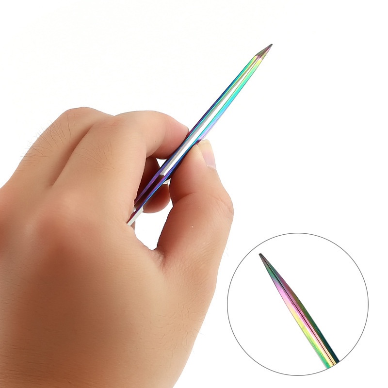 1 Nhíp Thẳng/Cong Bằng Thép Không Gỉ Màu Cầu Vồng Dùng Nối Mi/Trang Trí Móng Tay Chuyên Nghiệp