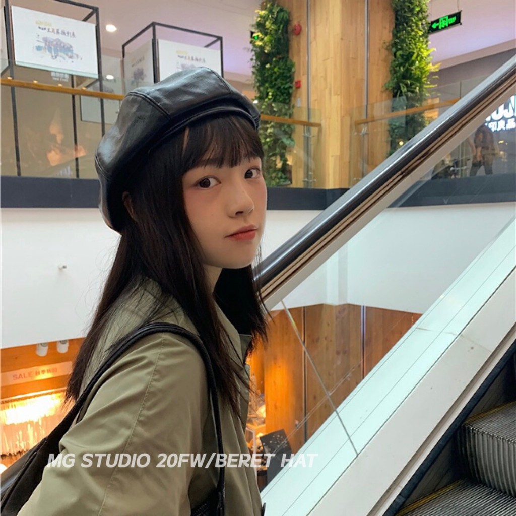 Mũ Beret MG STUDIO Chất Liệu Da PU Kiểu Dáng Bát Giác Sang Trọng