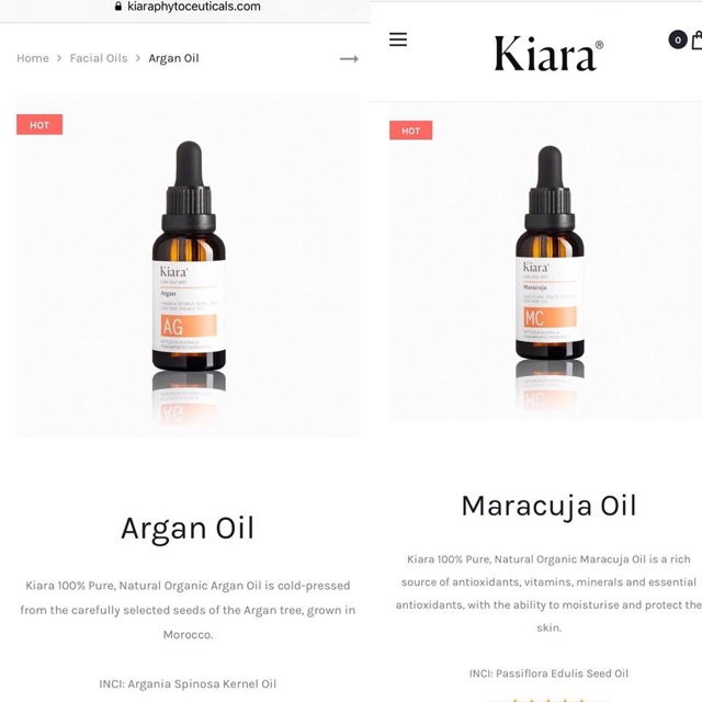 Dầu dưỡng da Kiara argan oil size thử - Chính hãng