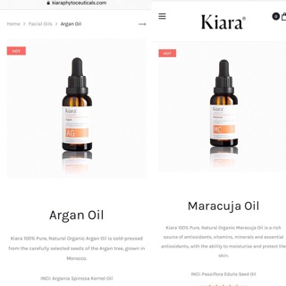 Dầu dưỡng da Kiara argan oil size thử