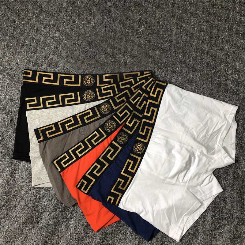 Ancle1988 Trend Versace Pure Color Men's Underwear Pure Cotton Breathable Boxer Shorts Modal Cotton Ice Silk Boxer Shorts