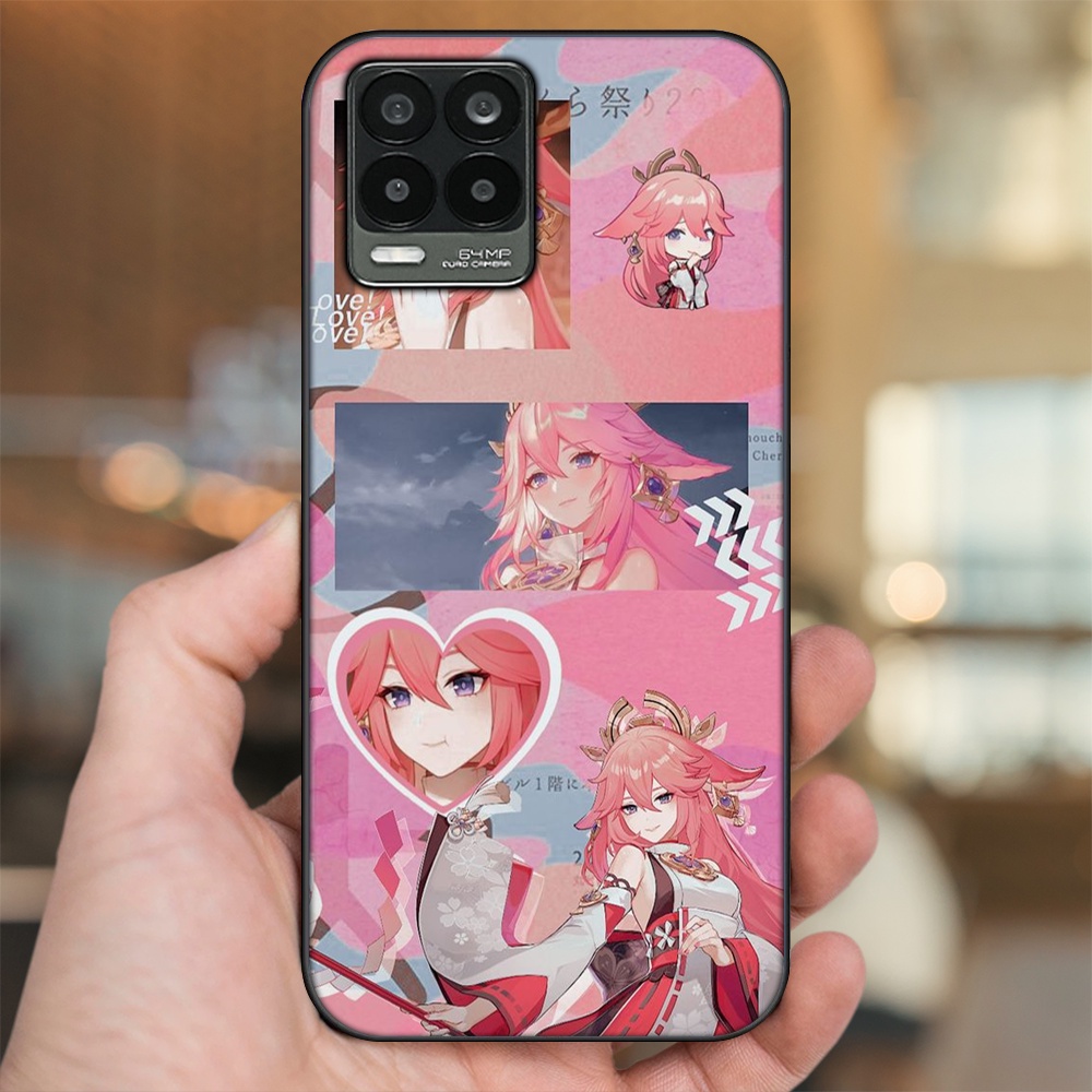 Ốp lưng Realme 8, 8 Pro viền đen in hình Yae Miko Genshin Impact