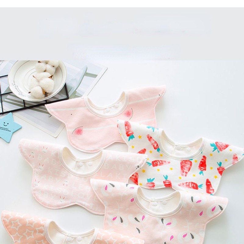 Yếm Ăn Cotton Có Thể Xoay 360 Độ Chống Nước Bọt 24 Giờ Tiện Dụng Cho Bé