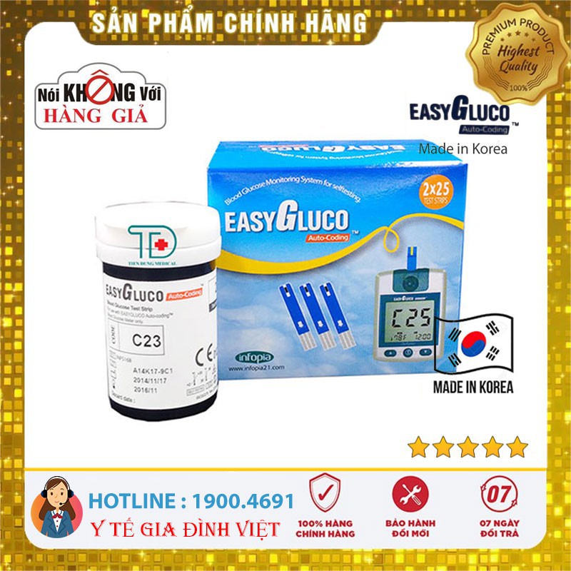 ⚡️Combo1: 50 que ⚡️2 lọ 25 que thử đường huyết Easy Gluco, tiểu đường Easy Gluco