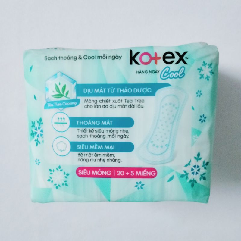Băng vệ sinh hàng ngày Kotex Cool gói 20 miếng