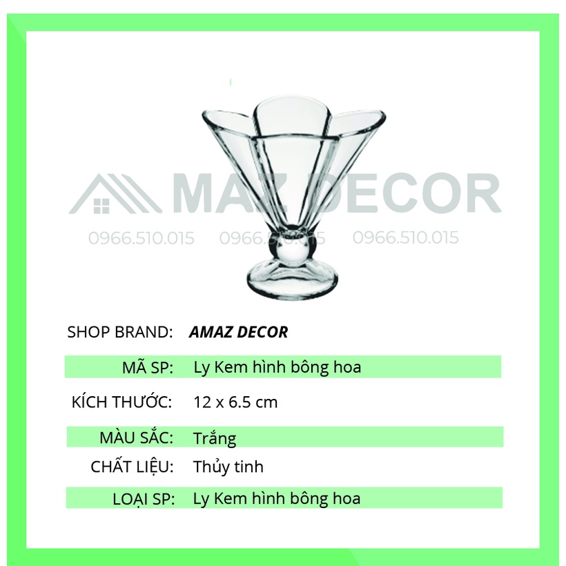 SALE GIÁ SỈ TẠI XƯỞNG BỘ 6 LY KEM THỦY TINH CAO CẤP ĐẸP DÀY DẶN HÌNH BÔNG HOA BỐN CÁNH 180ML GIÁ RẺ F167