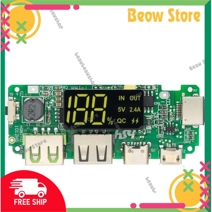 Mạch Sạc Dự Phòng Sạc Nhanh Type C màn Led dùng cho pin Lion 18650 Lipo Chất Lượng Tốt.