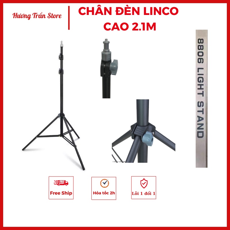 Chân đèn Linco 8806 cao cấp loại Sịn dùng để đỡ đèn livestream, máy ảnh dài 2m1, Chịu trọng tải lên 