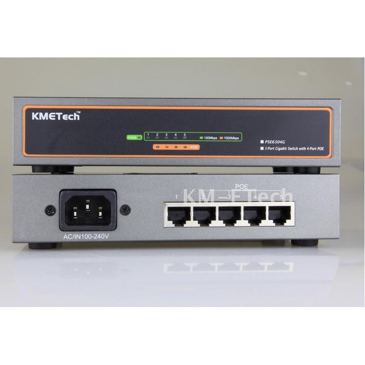 Switch 5 Port với 4 port POE 10/100/1000Mbps KMETech PSE6504G công suất 65w