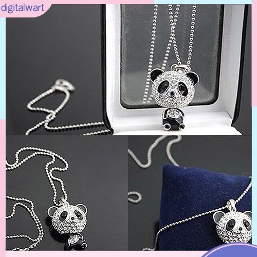 Dây chuyền dài phối mặt hình gấu trúc đính đá xinh xắn