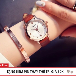 Đồng hồ nữ Kezzi K1028 mặt tròn dây da nữ nhỏ xinh ( kéo qua xem ảnh thật + clip)