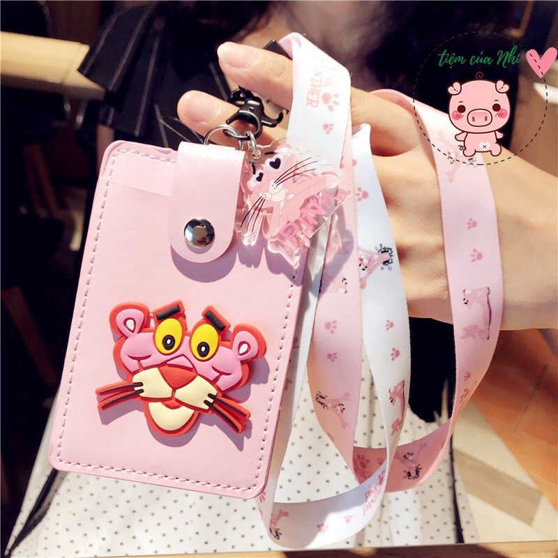 Thẻ đeo bảng tên sinh viên nhân viên bằng da PU cao cấp unicorn, gấu pooh, stitch, snoopy, bunny,totoro Tiệm Của Nhi TĐD