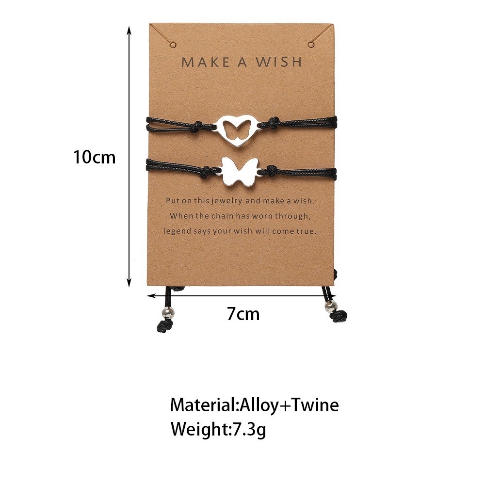 Bộ 2 Vòng Tay Dạng Dây Bện Mặt Hình Bướm Thời Trang Cho Nữ