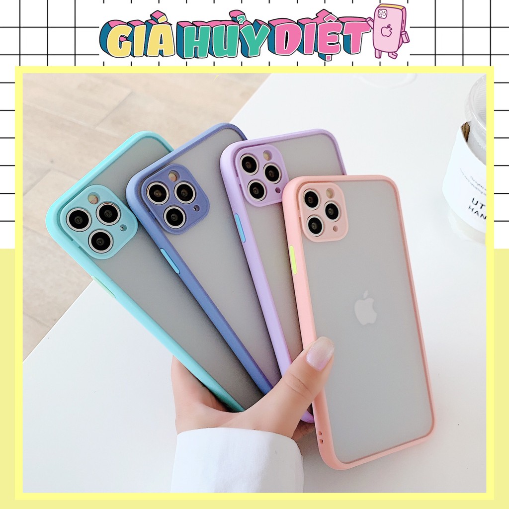 Ốp lưng iphone Nhám Mờ Viền Màu bảo vệ camera 6/6s/7/8/6plus/7plus/8plus/x/xs/xsmax/11/11pro/11promax/12/12pro/12promax