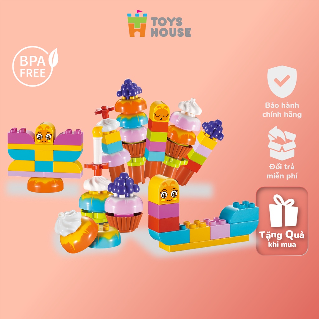 Bộ đồ chơi lắp ghép smoneo duplo cho bé Những ly kem nhiều màu- 30 chi tiết Toyhouse 66001