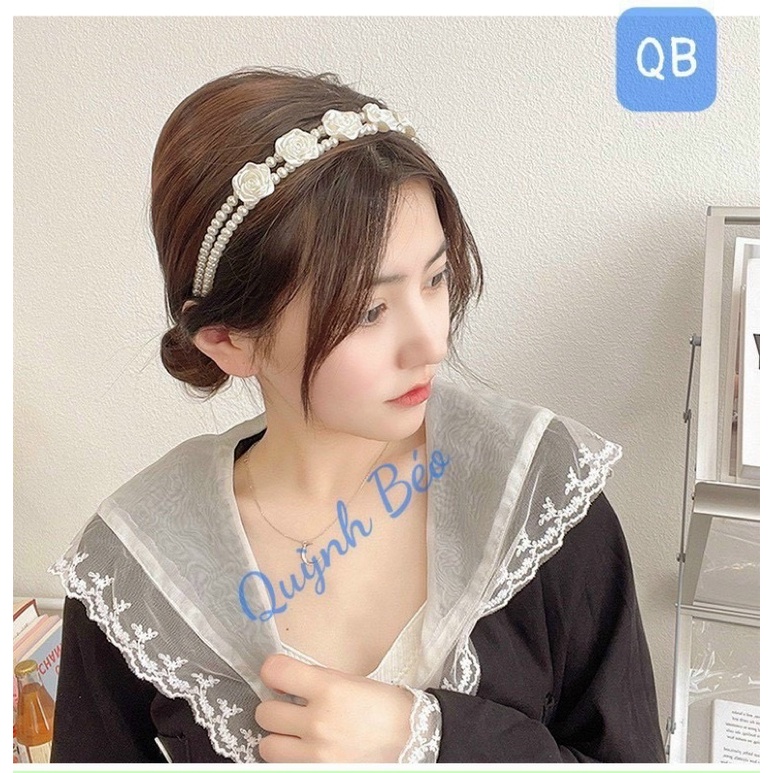 PVN45401 Băng đô, bờm hình hoa hồng đính đá phong cách Hàn Quốc xinh xắn