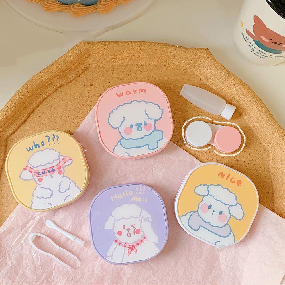 Hộp Đựng Kính Áp Tròng Hình Cừu Hoạt Hình Có Gương Kiểu Hàn Quốc