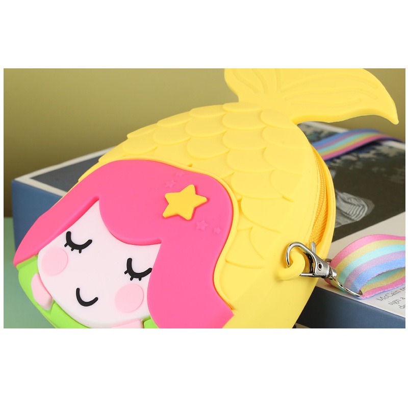 Pop It Túi Đeo Chéo Bằng Silicon Bong Bóng Hình Nàng Tiên Cá Giải Tỏa Căng Thẳng Cho Bé Gái