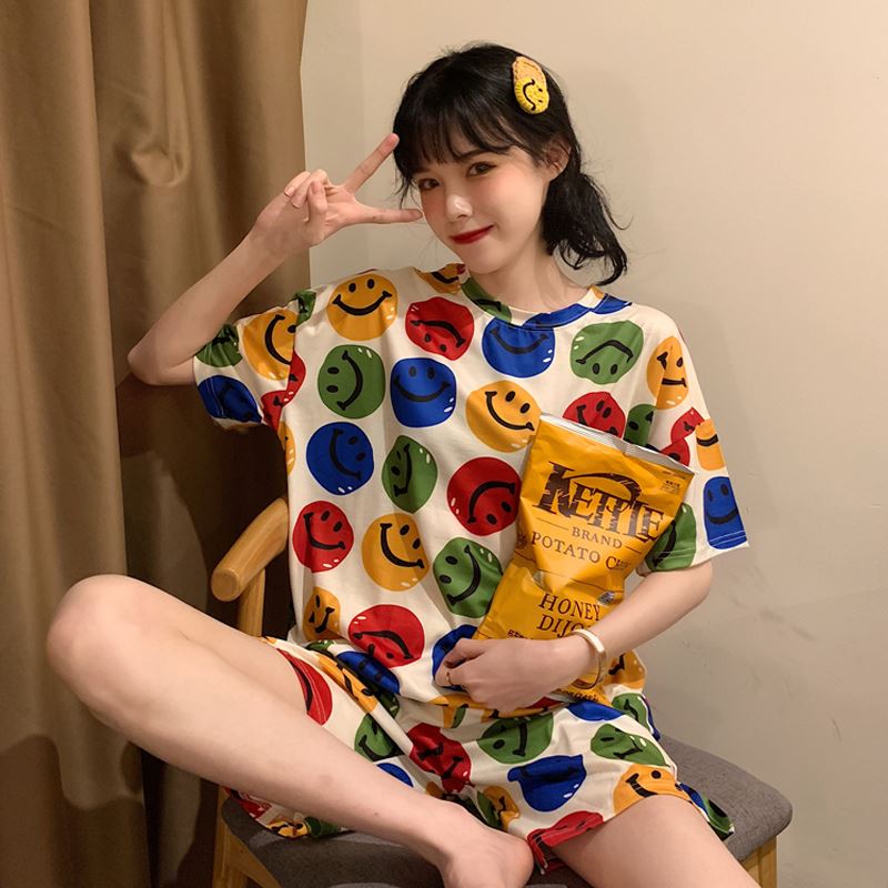 Bộ Đồ Ngủ 2 Món Vải Cotton Tổng Hợp Thời Trang Cho Nữ