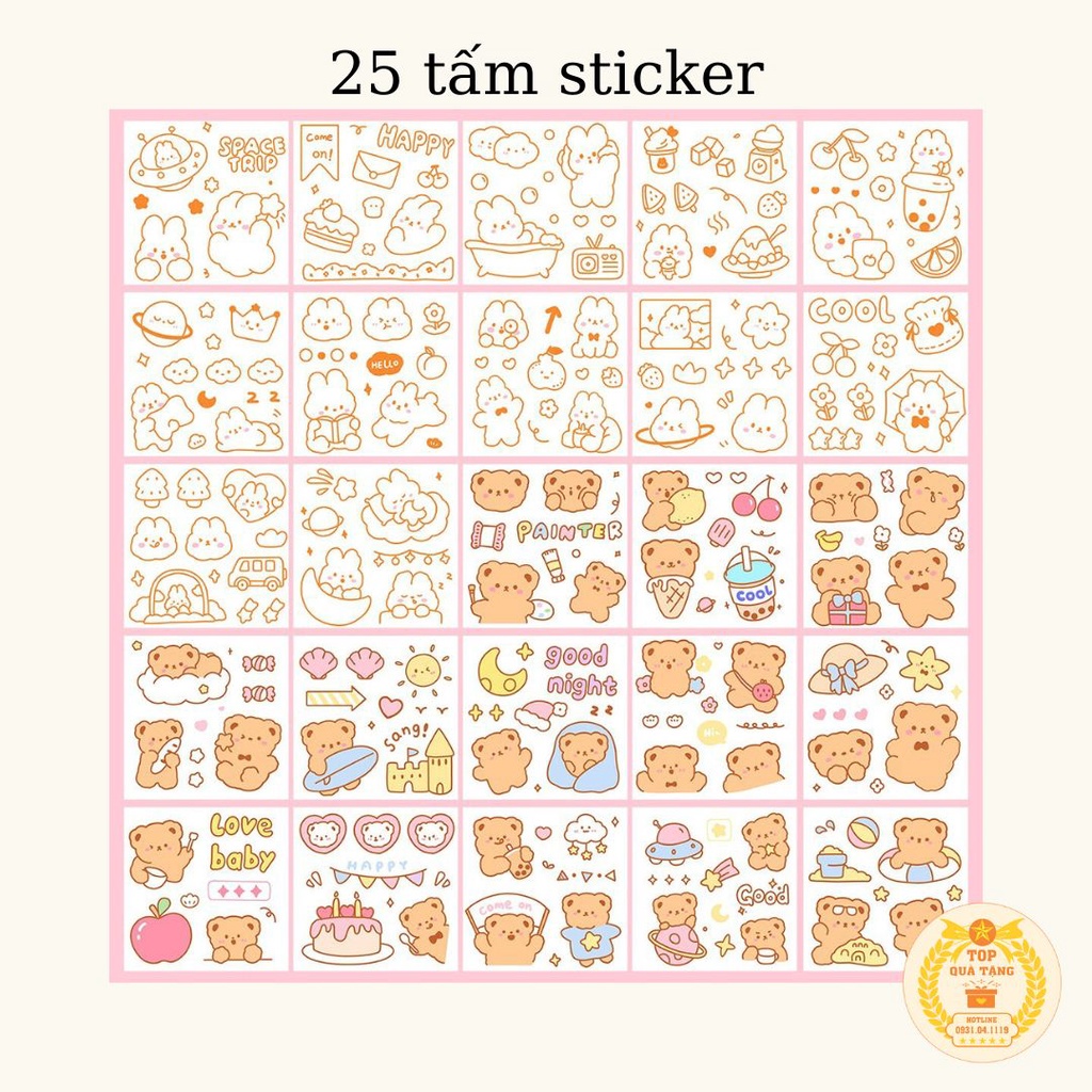 Sticker cute, Hình dán sticker trang trí TopGift