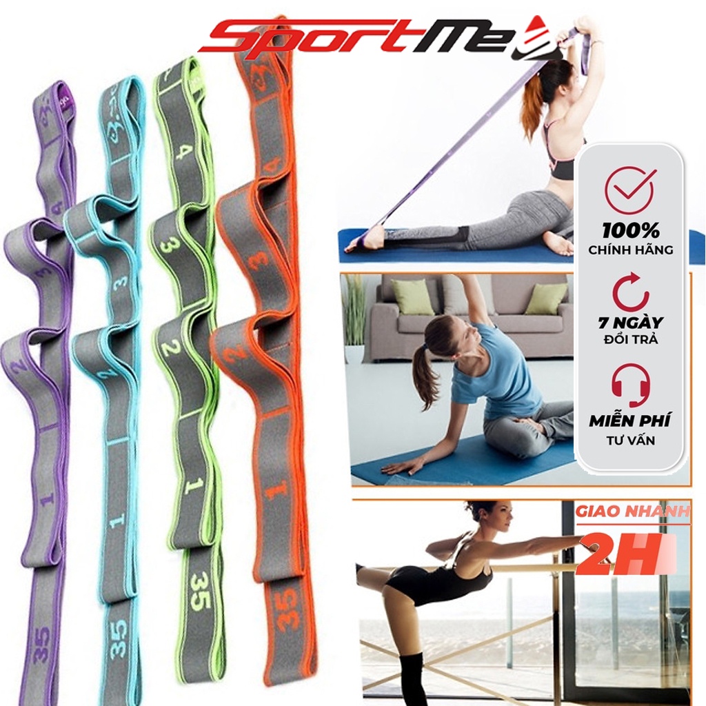 Dây Tập Yoga, Dây Hỗ Trợ Tập Gym Chia 9 Đốt Co Giãn Sportme 105 x 3.6cm