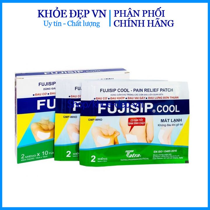 Cao dán lạnh giảm đau nhức , tan bầm tím Fujisip cool 1 túi 2 miếng