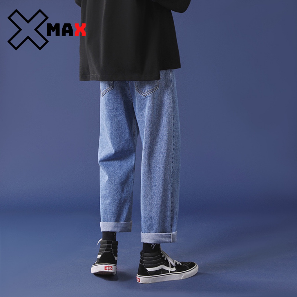 Quần jean nam Baggy ống rộng cao cấp, quần bò nam đẹp dáng suông hottrend hàn quốc 2022 MAXSTORE B001