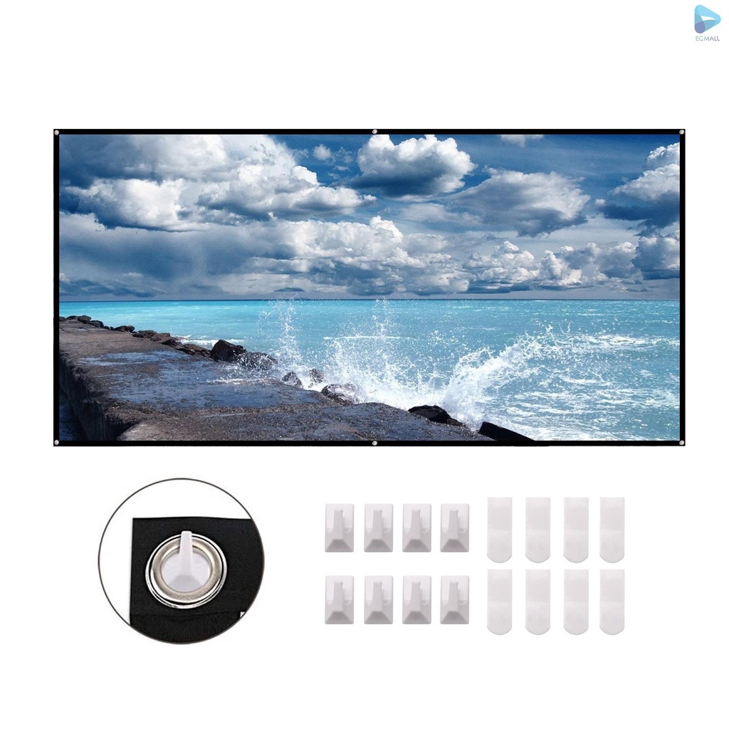 Màn Chiếu Màu Đen 100 / 120 Inch 16: 9 Hd Gấp Gọn Tiện Dụng Cho Gia Đình