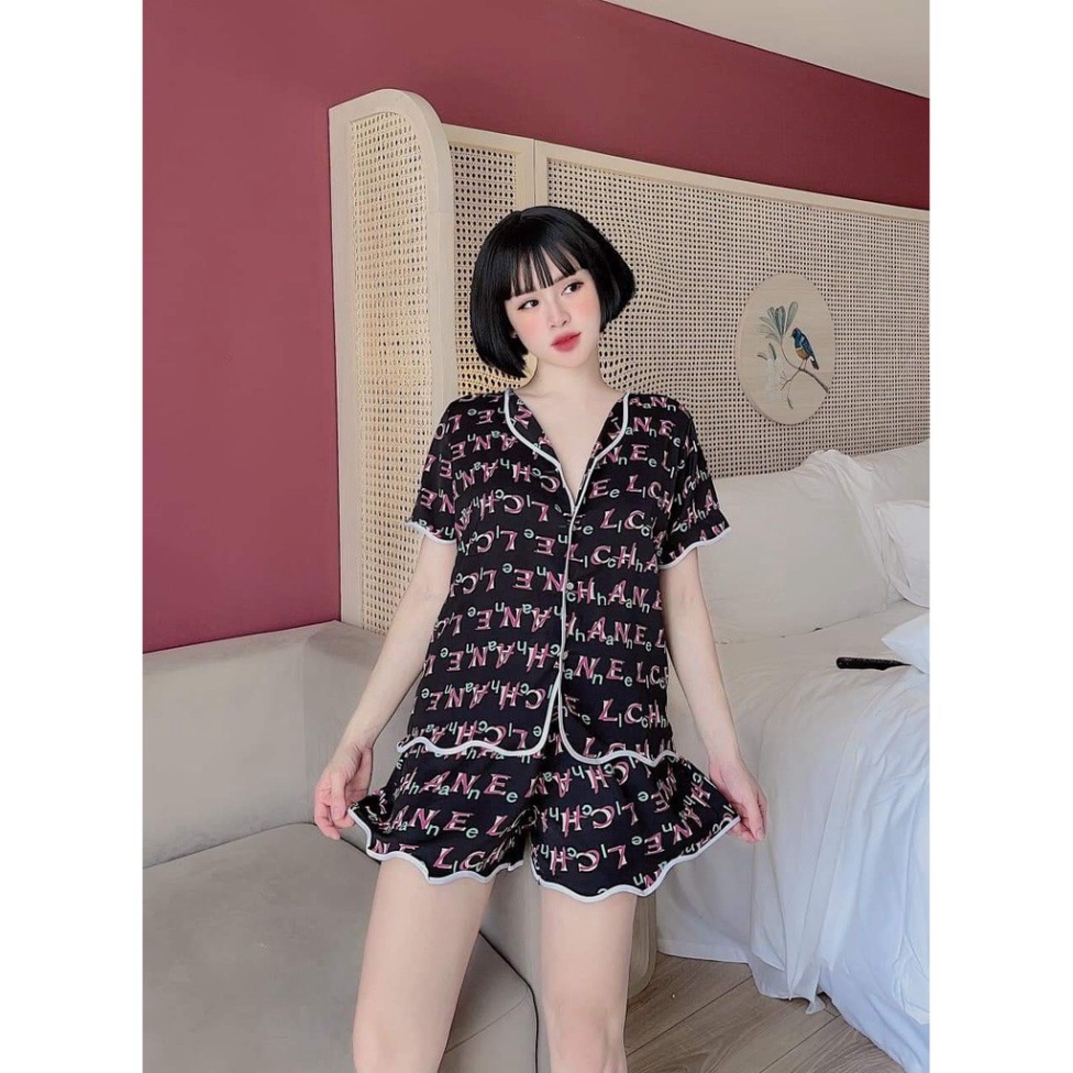 [ HOT HOT ] Bộ pijama lụa santin cao cấp thiết kệ họa tiết chất liệu siêu mát