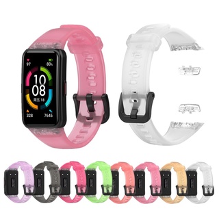 Dây đeo đồng hồ thông minh thay thế bằng silicone màu sắc trong suốt cho Huawei Band 6 Honor Band 6