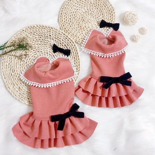 Váy len phẩy hồng (Quần Áo Chó Mèo/ Hàng Thiết Kế)