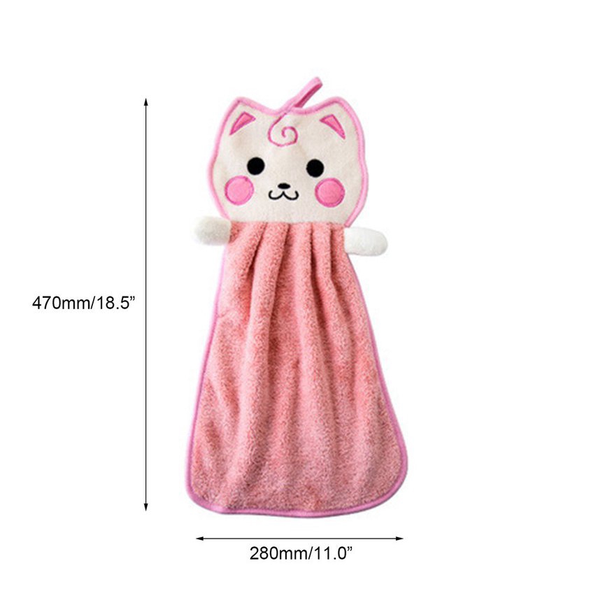 ♥^Kitchen Towel Children Nursery Hand Towel Soft Plush Bow Animal Hanging Towel*