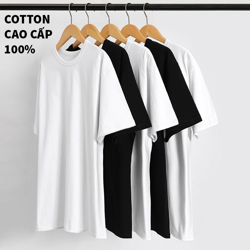 [ 100% Cotton ] Áo Thun Trơn 100% Cotton 4 Chiều Mát Lạnh Vải Dày Dặn Nam Nữ Đều Mặc Được