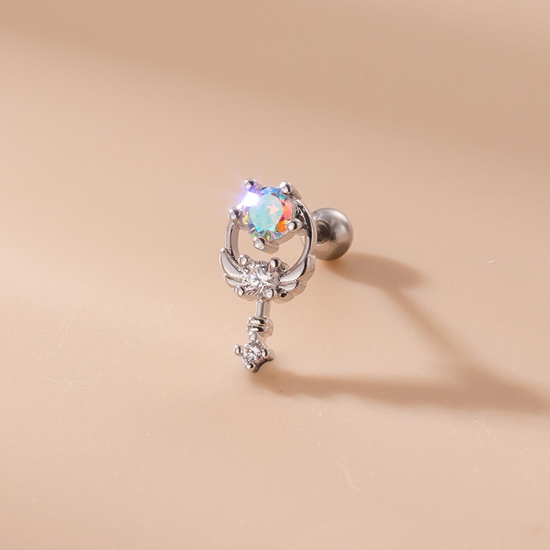 1 Khuyên Tai Helix Hai Đầu Bằng Thép Không Gỉ Đính Đá Zircon Nhiều Màu Sắc