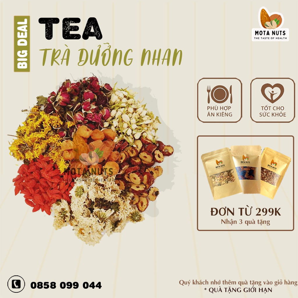 Trà Dưỡng Nhan 7 Vị Bạch Cúc, Kim Cúc, Nụ Nhài, Nụ Hồng, Táo đỏ, Kỷ tử, Long Nhãn