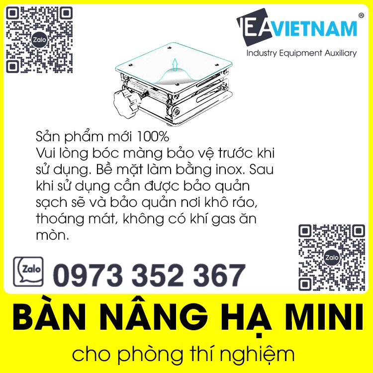 Bàn nâng hạ mini điều chỉnh chiều cao cho phòng thí nghiệm 200x200 mm