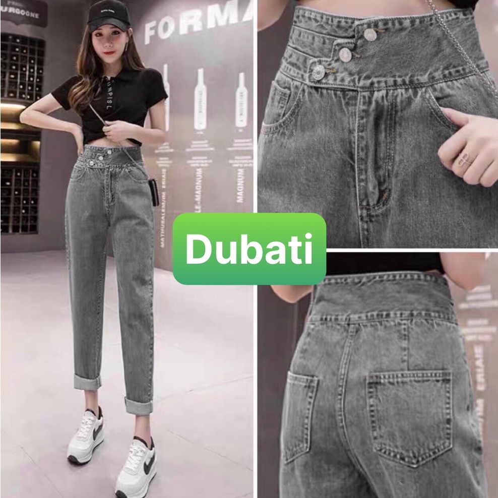 QUẦN BAGGY JEAN NỮ CHẤT BÒ CO GIÃN 3 MÀU EO BẢN TO 3 NÚT CHÉO SANG CHẢNH- DUBATI FASHION | BigBuy360 - bigbuy360.vn