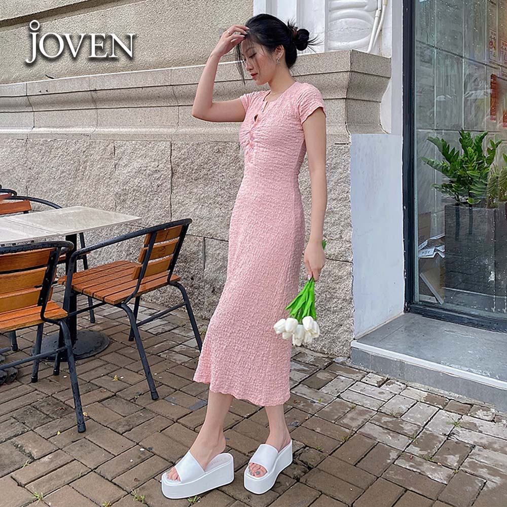 Đầm maxi công sở thanh lịch sang chảnh chất thun xốp cao cấp JOVEN, thiết kế body dáng dài tiểu thư, đi làm đi cafe