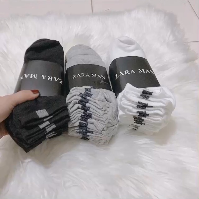 Lố 10 Đôi Tất Za.Ra Man Unisex Cổ Ngắn Chất Liệu Cotton Siêu Thấm Hút Hàng Nội Địa Trung